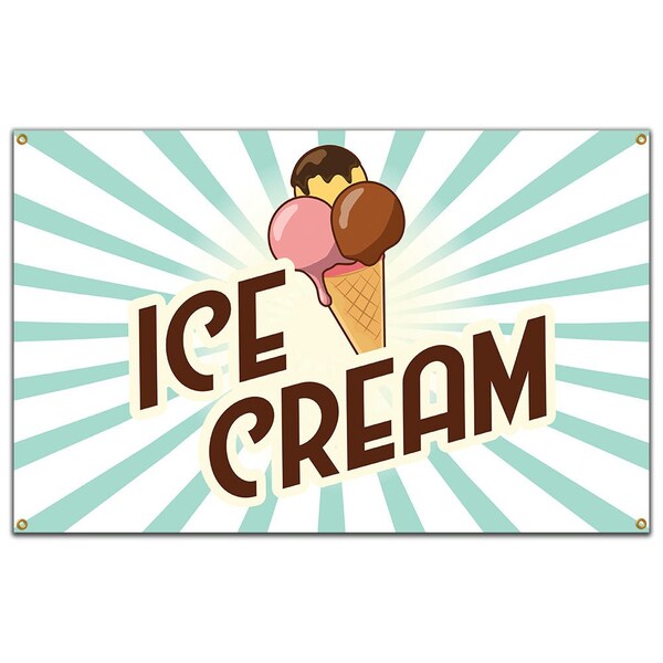 Signmission Ice Cream 3 Banner Heavy Duty 13 Oz Vinyl with Grommets Single Sided B-60 Ice Cream 3 - main
